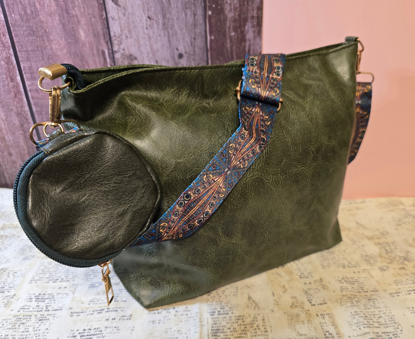 Guitar Strap Bag + Coin Purse - Forest Green