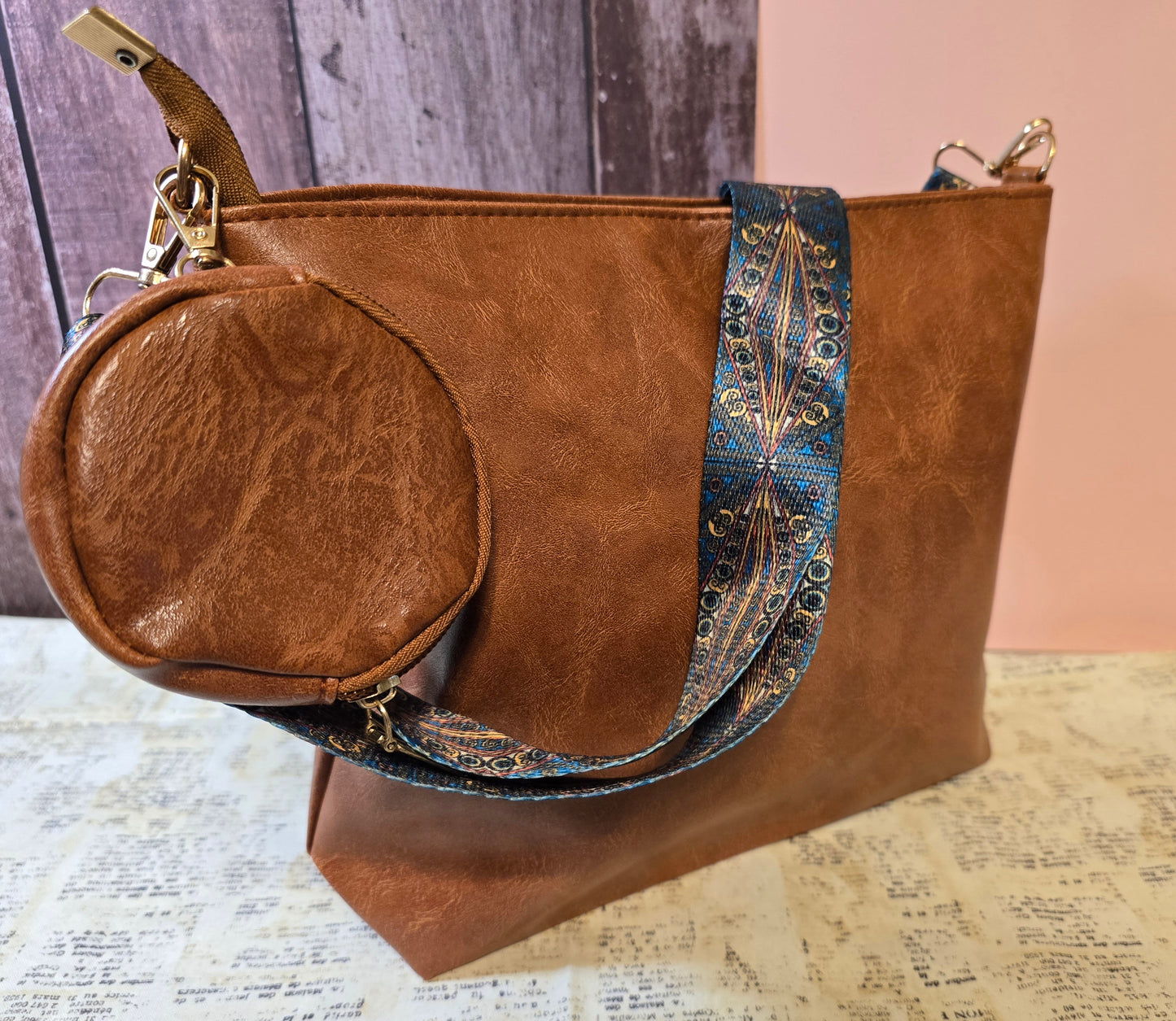 Guitar Strap Bag + Coin Purse - Chestnut Brown