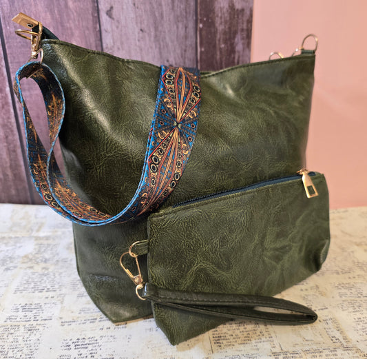 Guitar Strap Bag + Makeup Bag - Forest Green