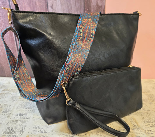Guitar Strap Bag + Makeup Bag - Black