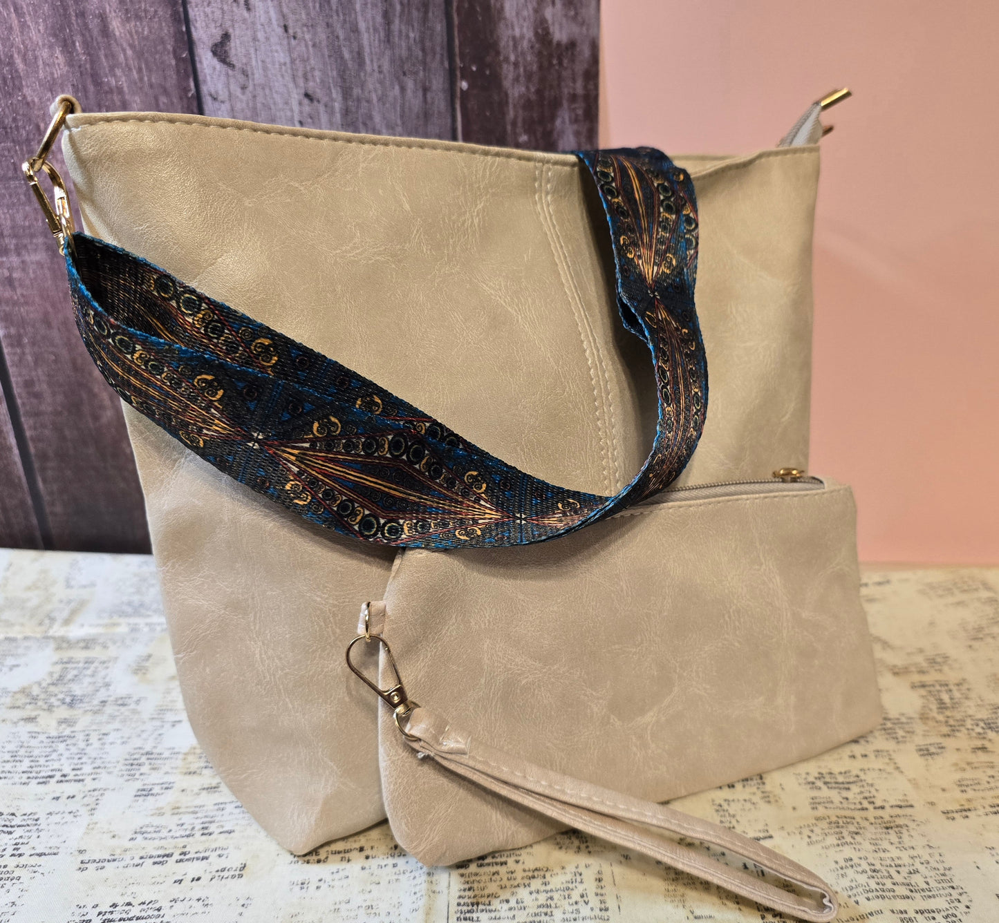Guitar Strap Bag + Makeup Bag - Creamy Eggshell