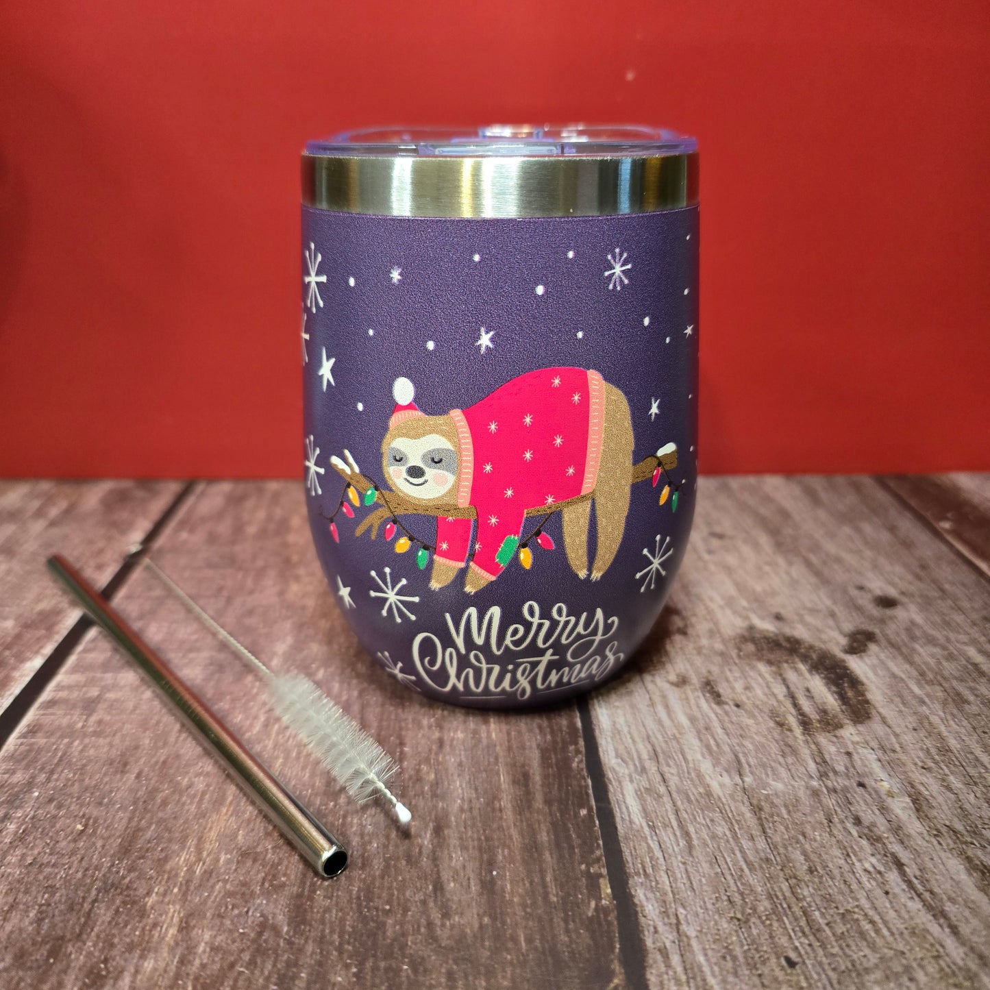 Christmas Wine Tumbler - Sloth