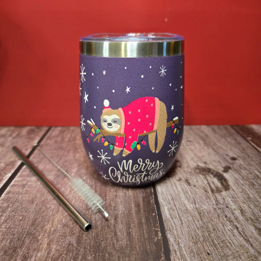 Christmas Wine Tumbler - Sloth