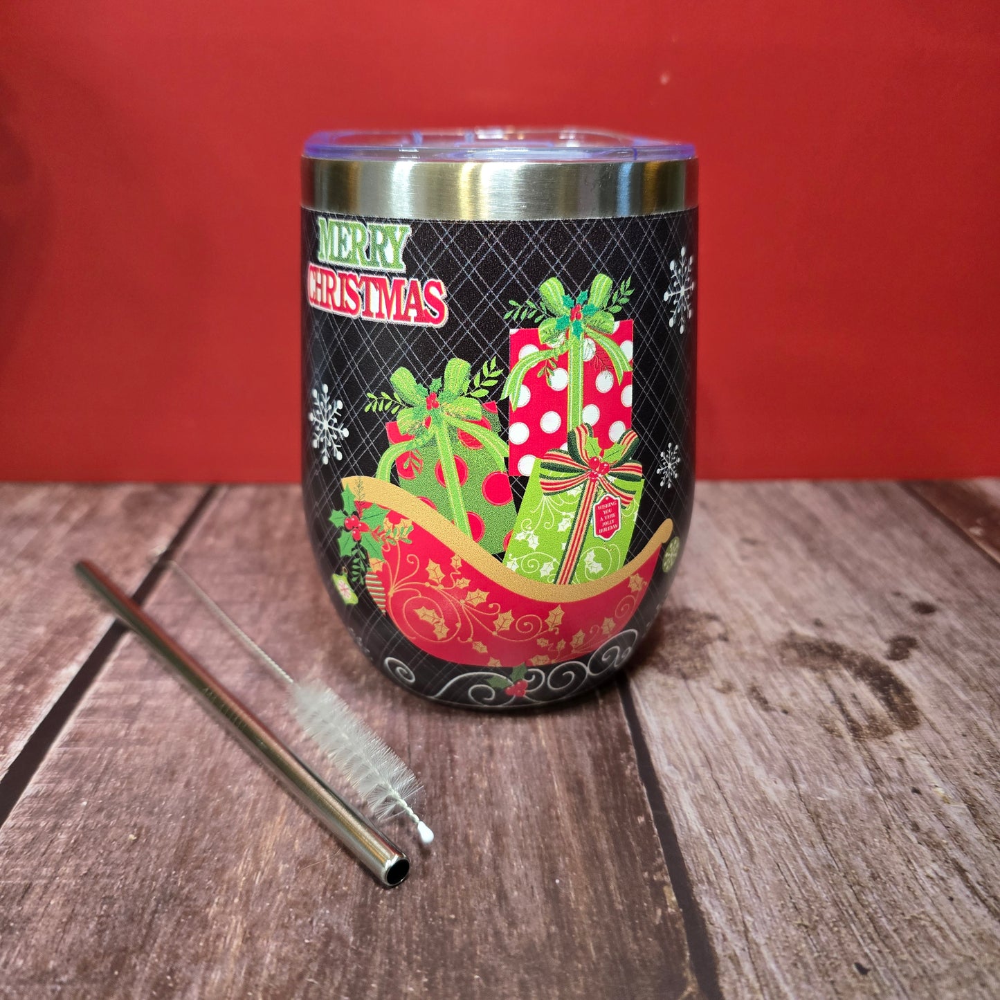 Christmas Wine Tumbler - Sleigh