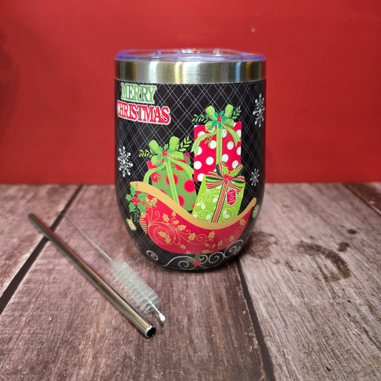 Christmas Wine Tumbler - Sleigh