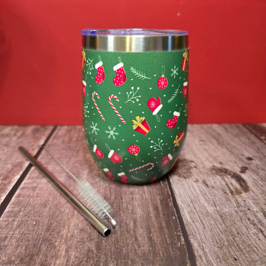 Christmas Wine Tumbler - Mittens